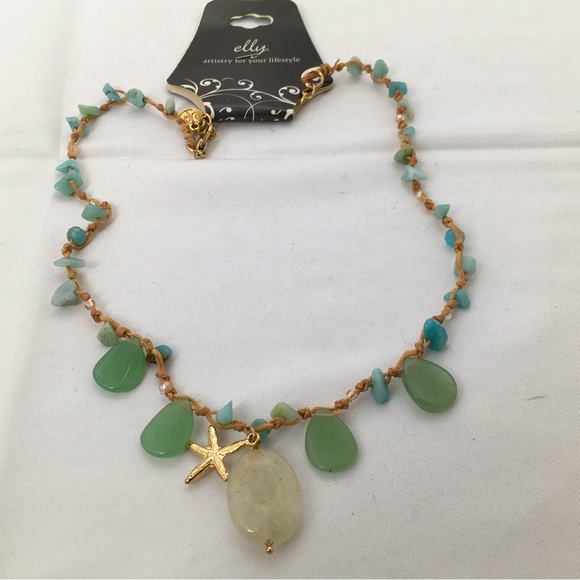 Elly, Polished Sea Glass Necklace With Gold Starfish, NOC - Picture 5 of 6